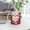 Love hearts ceramic mug for wedding gift. Custom Valentine's Day mug with hearts. 